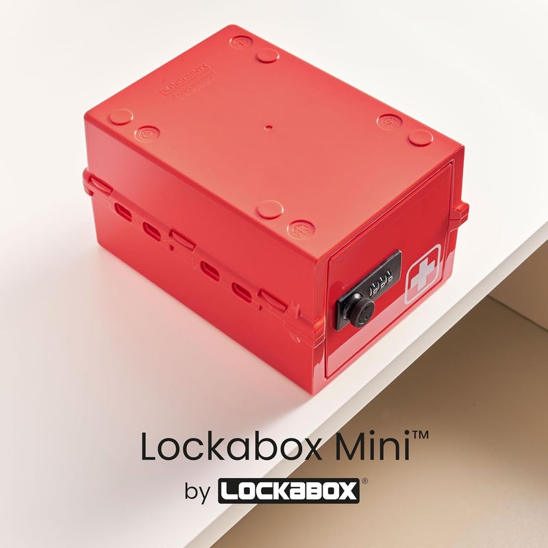 Lockabox Mini™ | Small Medicine Lock Box with Combination Lock (Half Letter Sized) | Mini Medical Lockable Box For Tablets, Creams & Medical Pens | External Size 8.8 x 6.1 x 4.7 Inches (Medi Red) - Image 2